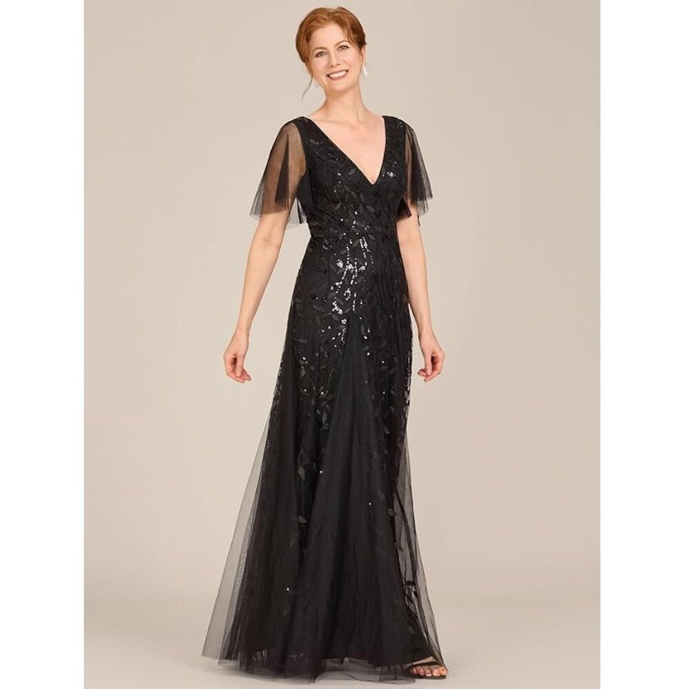 Ever Pretty Black Sequin & Lace Dress Formal Evening Gown 00736-PH Sz 12 NEW!